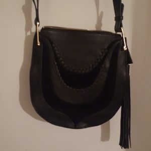 Black leather suede, gold hardware